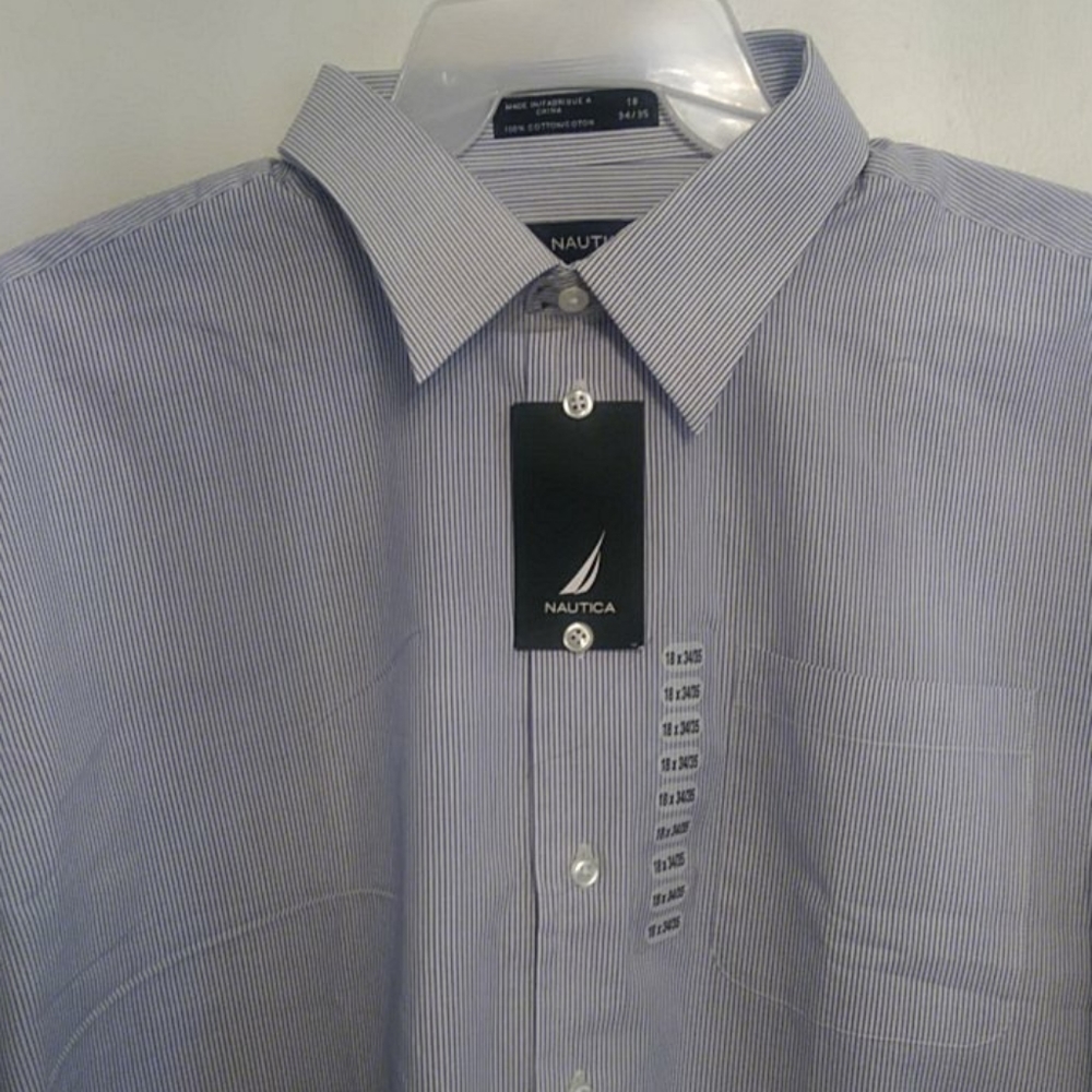 Nautica Men's Button Down Blue White Stripes Shirt NWT